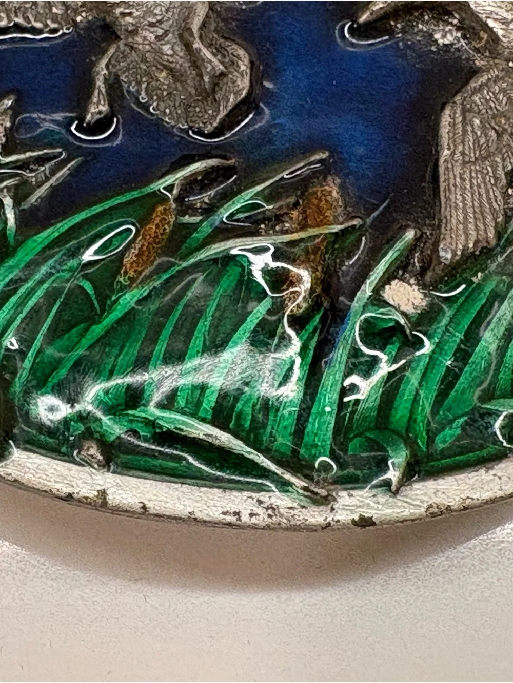 Belt Buckle Vintage Duck Brass / Enamel. Bergamot Brass Works.